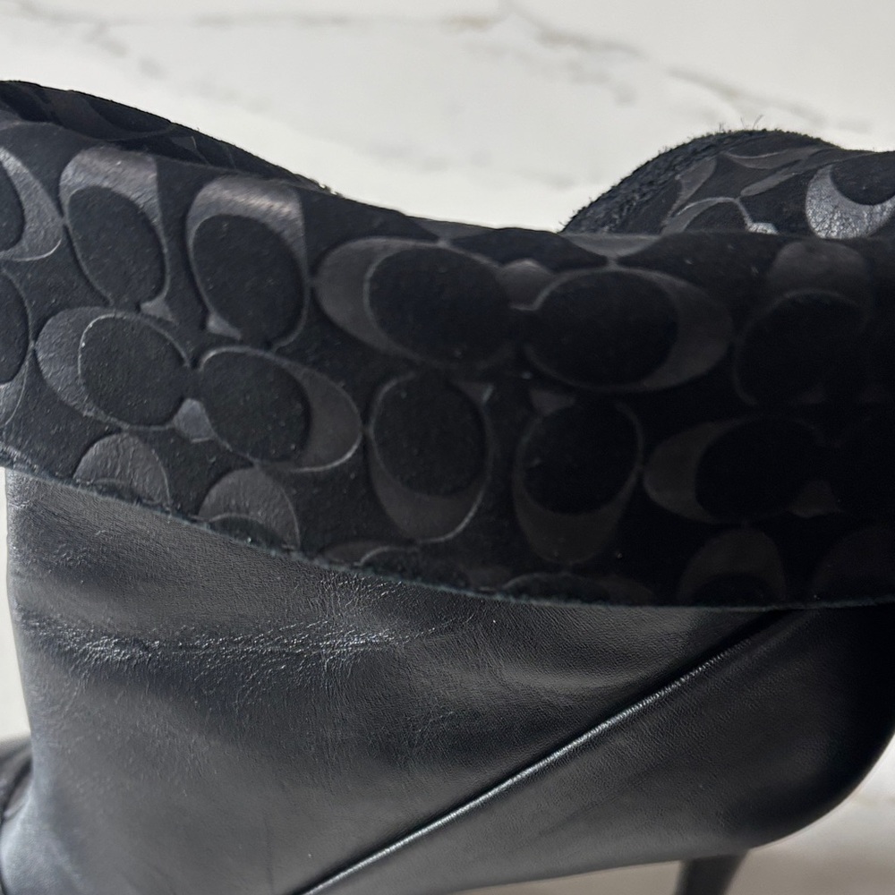 Coach Black Napa leather & SUEDE Heeled Ankle Booties. - Picture 13 of 17